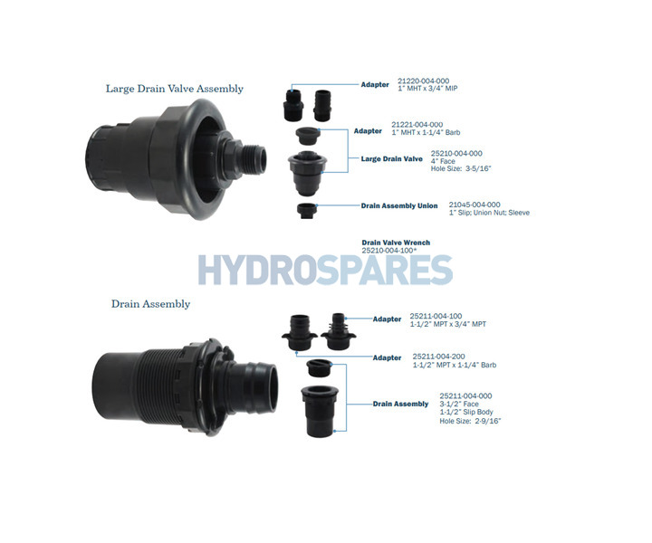 Plumbing > Valves & Unions > Drain Valves > CMP Spa Drain Assembly & Adapters Hydrospares