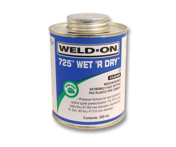 Weld On 725 Wet 'R Dry Solvent Cement Glue - PVC Compatible