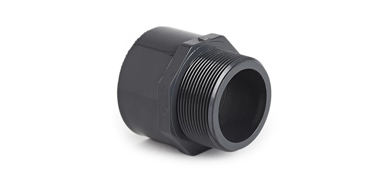 1" x ¾" Adaptor - Plain x Threaded - PVC - Grey