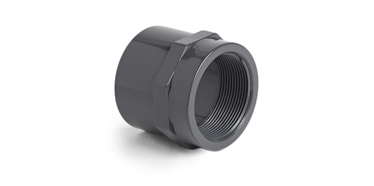 1 ½" Adaptor - Plain x Threaded - PVC - Grey
