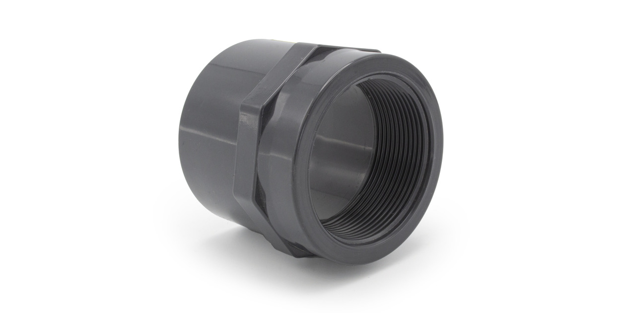 2" Adaptor - Plain x Threaded - PVC - Grey