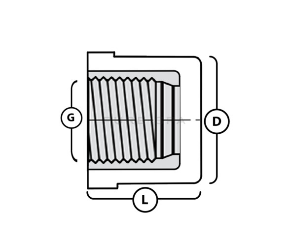 40mm x 1" Reducing Bush - Plain x Threaded - PVC - Grey