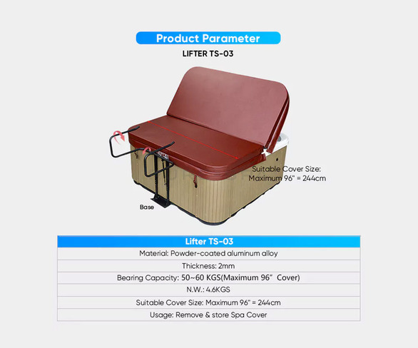 Pure-Spa Lift 5  -  Undermount Cover Lifter