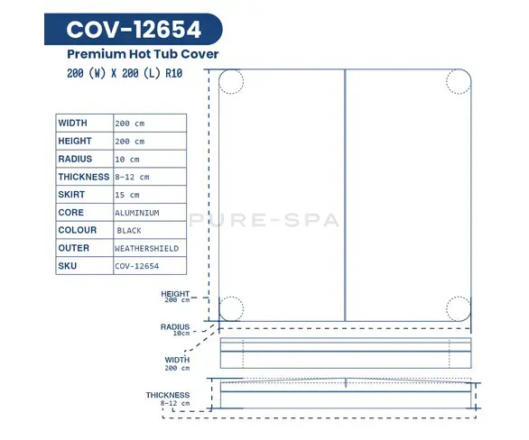 Pure-Spa Premium Hot Tub Cover (Square) Thumbnail 4