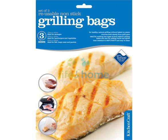 Set of Three Re-Usable Non-Stick Grill Bag