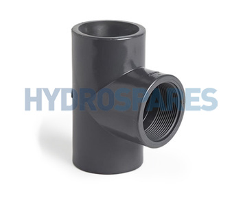 20mm x ½" Equal Tee - Plain x Threaded - PVC - Grey