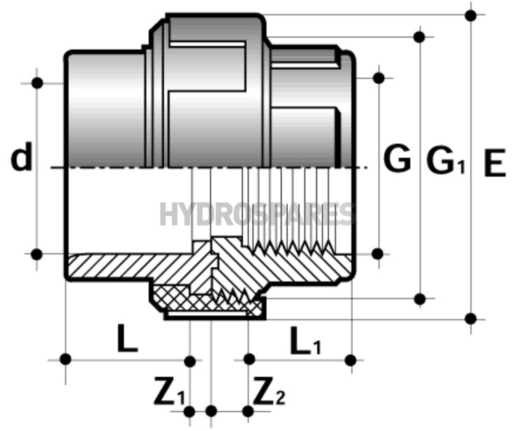 PVC Plain Union x BSP Threaded - Grey Thumbnail 1
