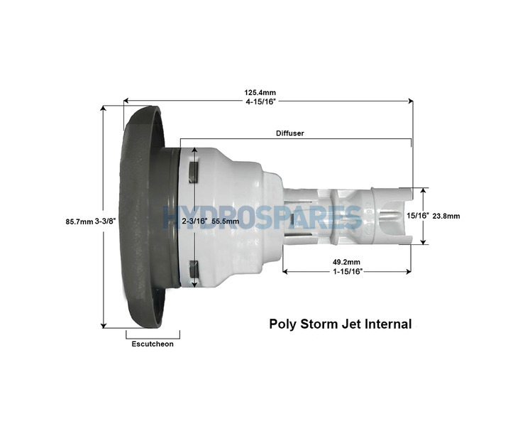 Waterway Poly Storm Jet - 3-3/8" - Massage - Click IN