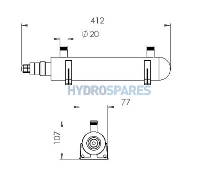 HydroSpares Wellis Stainless Steel - UV-C - 15W - Complete System