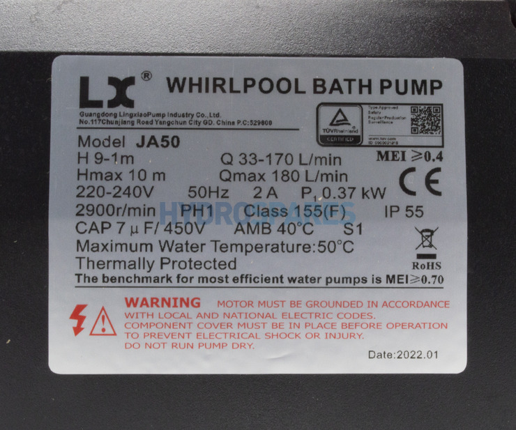 LX Circ / Whirlpool Pump - JA50 - ½HP
