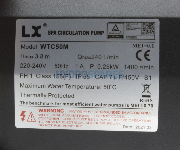 LX Circ / Whirlpool Pump - WTC50M - 0.35HP