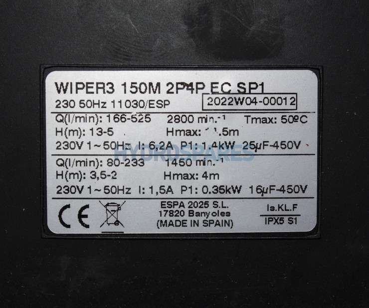 Espa Wiper3 150M 2P4P Spa Pump - 1 ½HP - 2 Speed