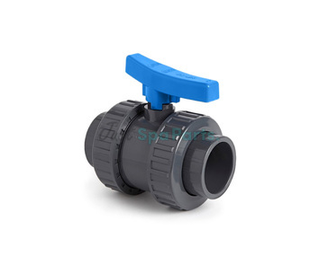 Comer PVC Ball Valve - Double Union - 2" Grey