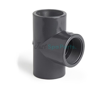 20mm x ½" Equal Tee - Plain x Threaded - PVC - Grey