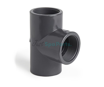 20mm x ½" Equal Tee - Plain x Threaded - PVC - Grey