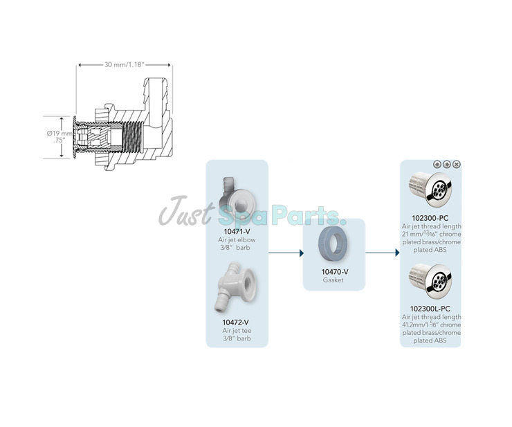 Balboa Gasket - Slimline Air Jet Body