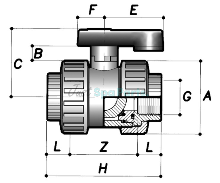 Comer PVC Ball Value - Double Union - BSP Threaded