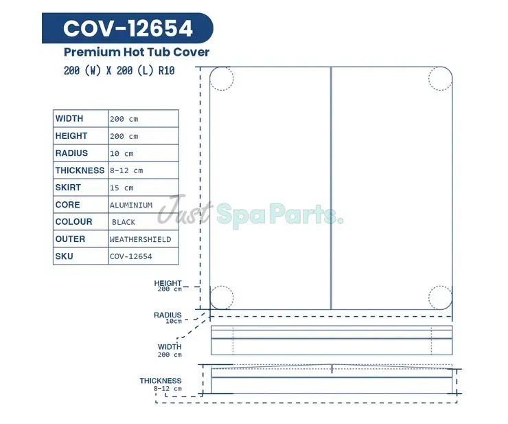 Pure-Spa Premium Hot Tub Cover (Square) Thumbnail 4