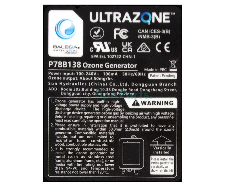 Balboa Ultrazone Ozone Generator