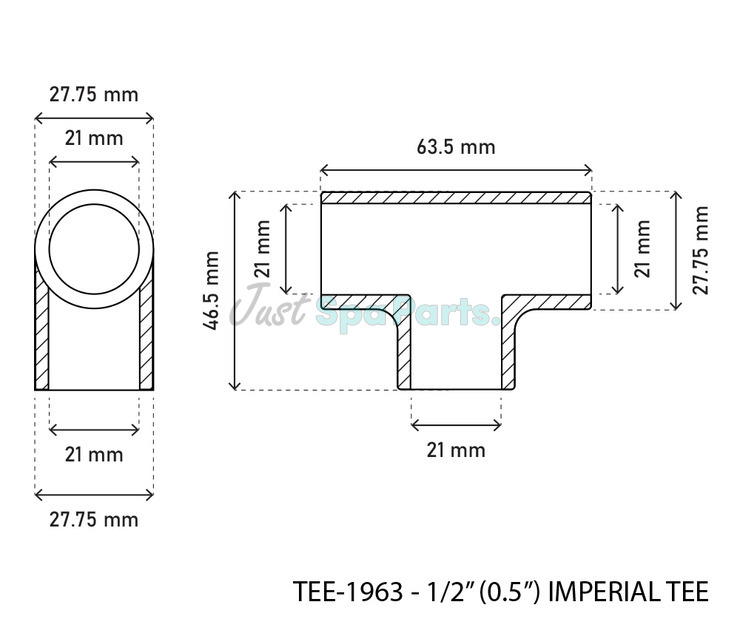 Spears - ½" Equal Tee - PVC - Whites